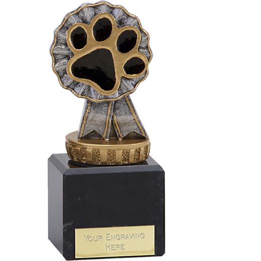 Pet Paw & Ribbon Trophy on Marble Base 12.5cm (5")