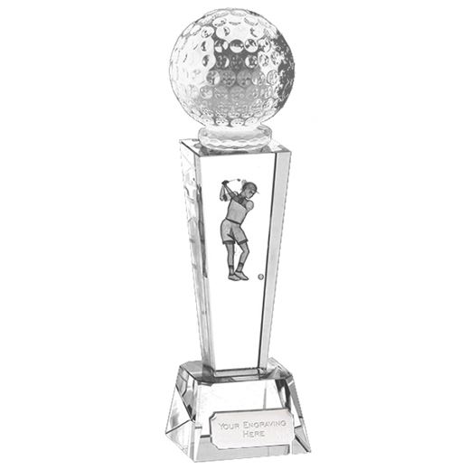 Optical Crystal Unite Female Golfer Glass Award 21.5cm (8.5")