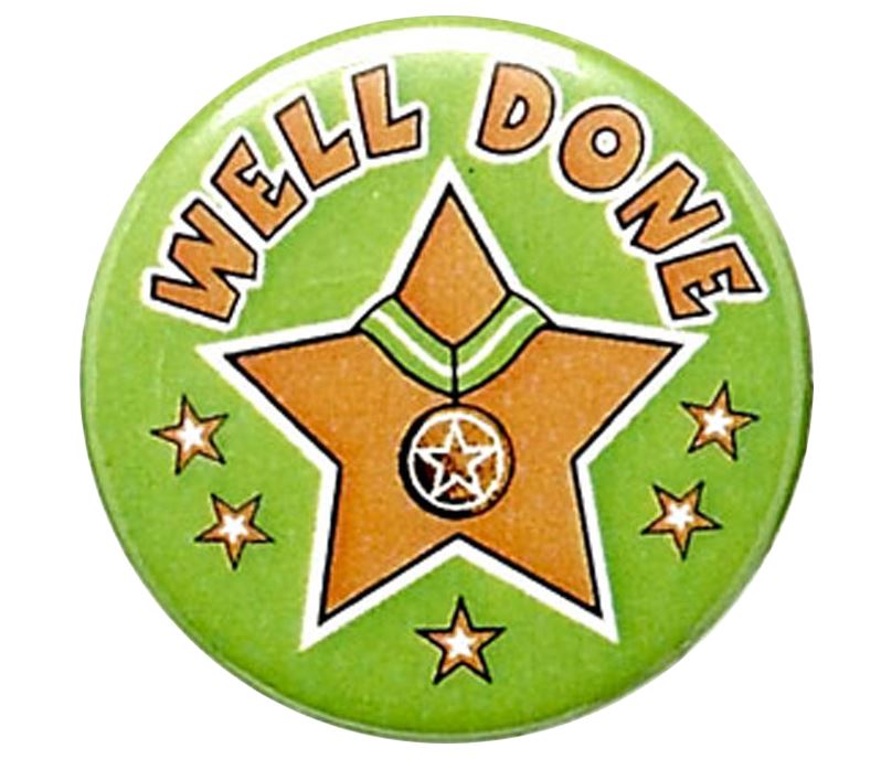 Green Well Done Pin Badge 25mm (1