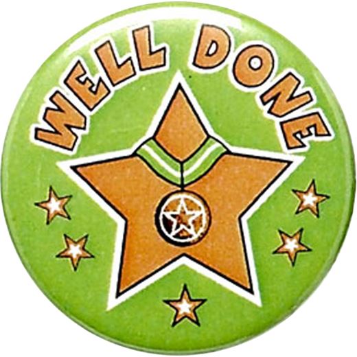 Green Well Done Pin Badge 25mm (1")