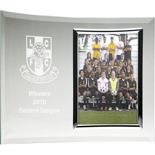 Curved Jade Glass Award with Photo Frame 17.5cm x 25.5cm