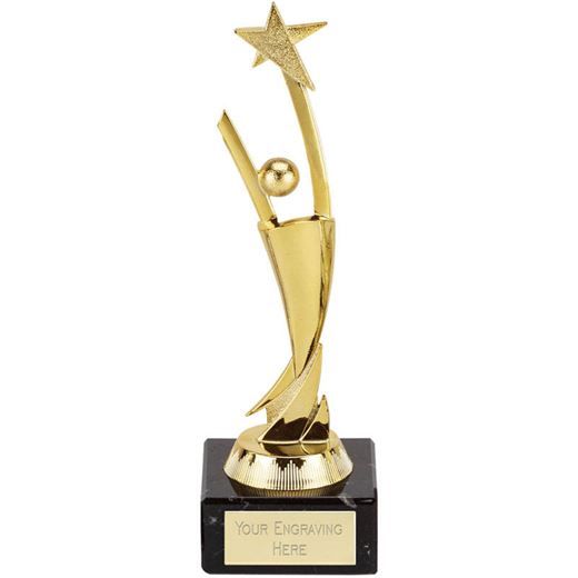 Aim For The Stars Achievement Award On Black Marble Base Gold 21cm (8.25")