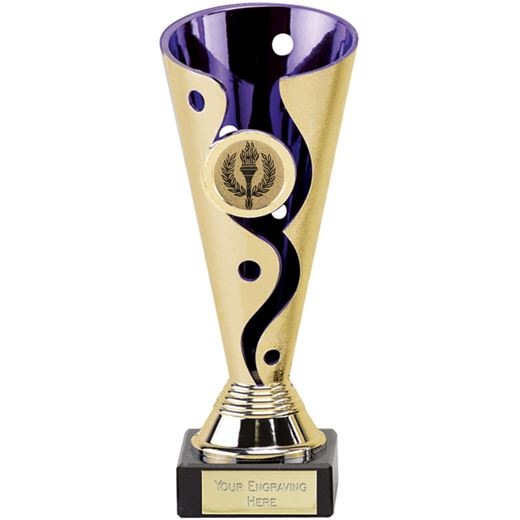 Gold & Purple Plastic Carnival Trophy on Marble Base 17cm (6.75")