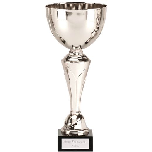 Silver Inferno Presentation Cup On Detailed Stem With Marble Base 24cm (9.5")