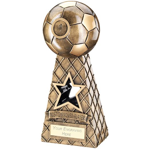 Most Improved Antique Gold Football Net Pyramid Trophy 26cm (10.25")