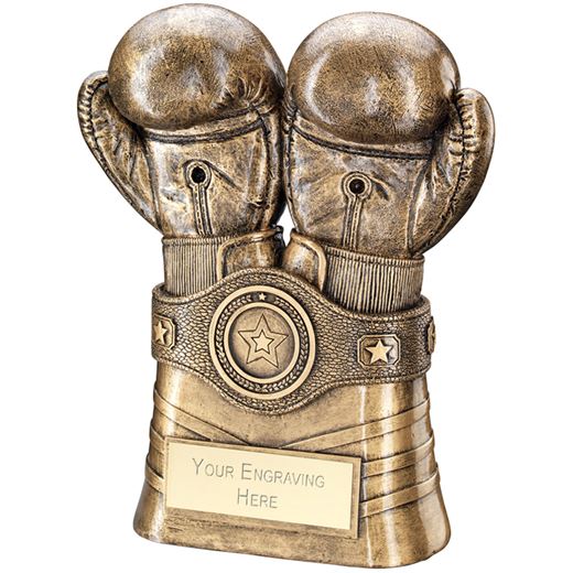 Antique Gold Boxing Gloves and Belt Trophy 20.5cm (8")