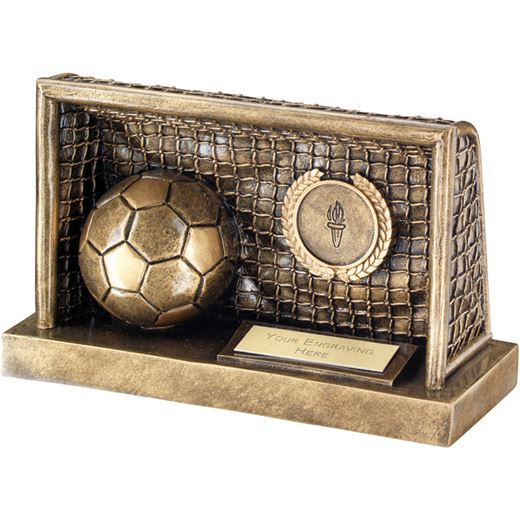 Antique Gold Football in Goals Trophy 12.5cm (5")