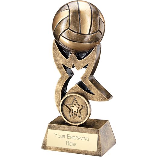 Antique Gold Netball on Star Trophy 18cm (7")