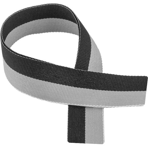 Black & Grey Medal Ribbon 80cm (32")
