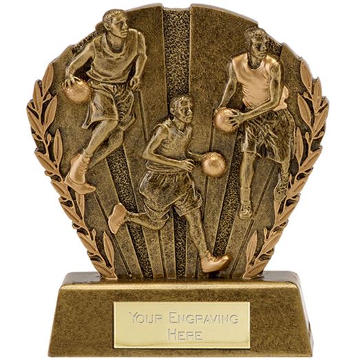 Antique Gold Resin Laurel Basketball Trophy 9cm (3.5")