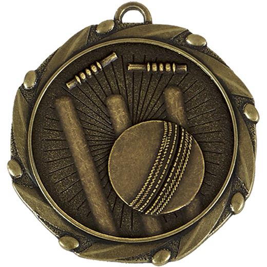 Gold Cricket Medal with Red, White & Blue Ribbon 45mm (1.75")