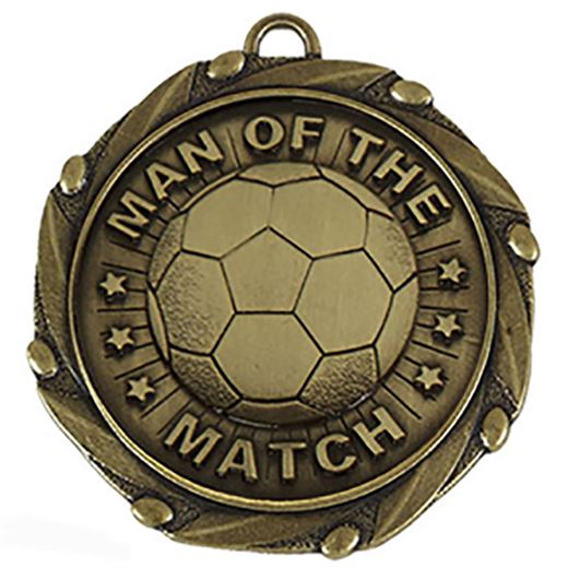Gold Man of the Match Medal with Red, White & Blue Ribbon 45mm (1.75")