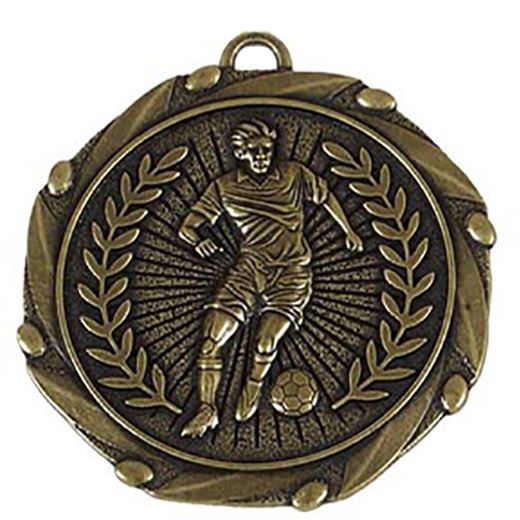 Gold Footballer Medal with Red, White & Blue Ribbon 45mm (1.75")
