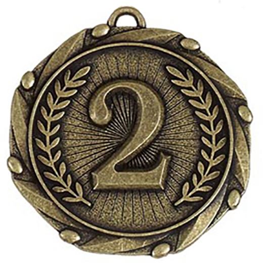 Gold 2nd Place Medal with Red, White & Blue Ribbon 45mm (1.75")