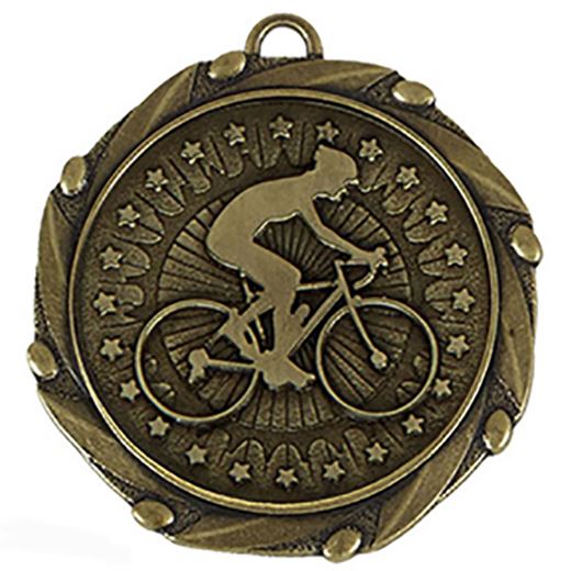 Gold Cycling Medal with Red, White & Blue Ribbon 45mm (1.75")