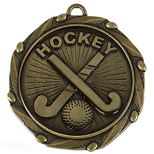Gold Hockey Medal with Red, White & Blue Ribbon 45mm (1.75")