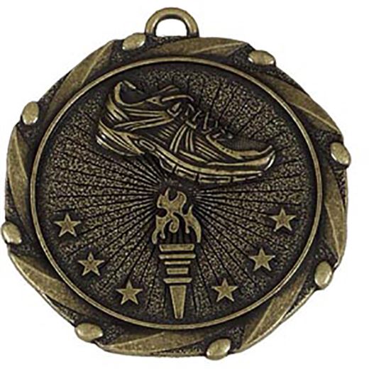 Gold Running Medal with Red, White & Blue Ribbon 45mm (1.75")