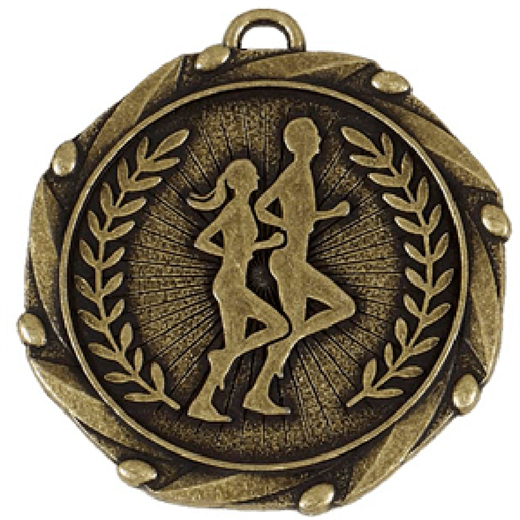 Gold Runners Medal with Red, White & Blue Ribbon 45mm (1.75")