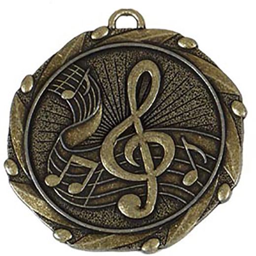 Gold Music Medal with Red, White & Blue Ribbon 45mm (1.75")