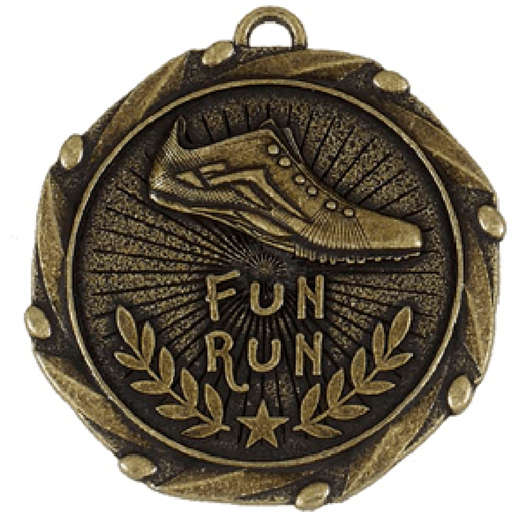 Gold Fun Run Medal with Red, White & Blue Ribbon 45mm (1.75")