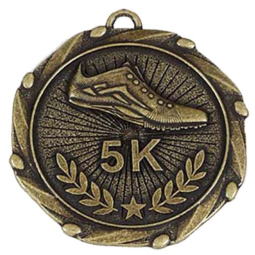 Gold 5k Run Medal with Red, White & Blue Ribbon 45mm (1.75")