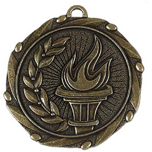 Gold Torch Medal with Red, White & Blue Ribbon 45mm (1.75")