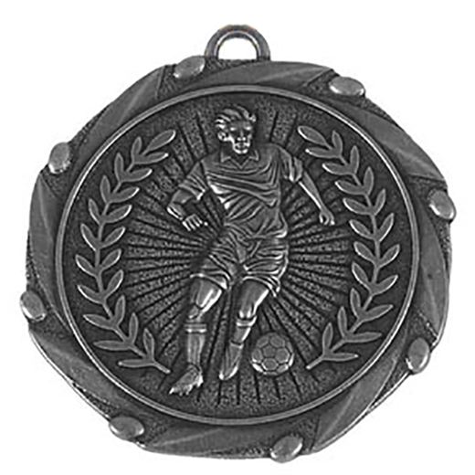 Silver Footballer Medal with Red, White & Blue Ribbon 45mm (1.75")