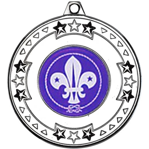Silver Star & Pattern Medal with 1" Scouts Centre Disc 50mm (2")