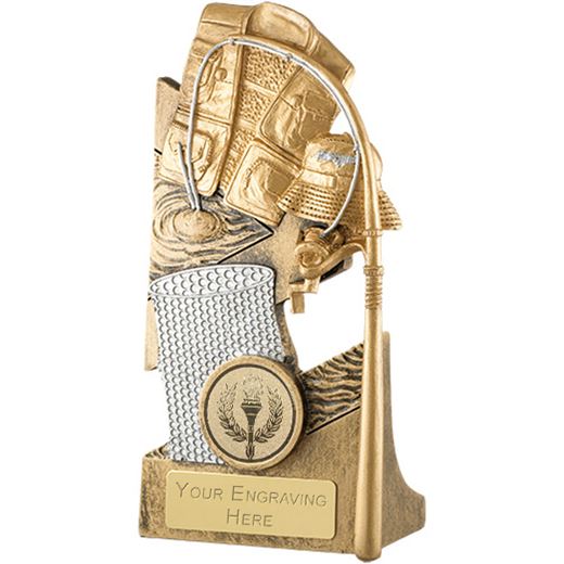 Gold Fishing Equipment Trophy with Coloured Centre 15cm (6")