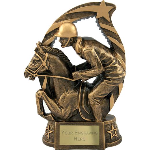Antique Gold Star Trim Horse & Jockey Trophy 19cm (7.5")