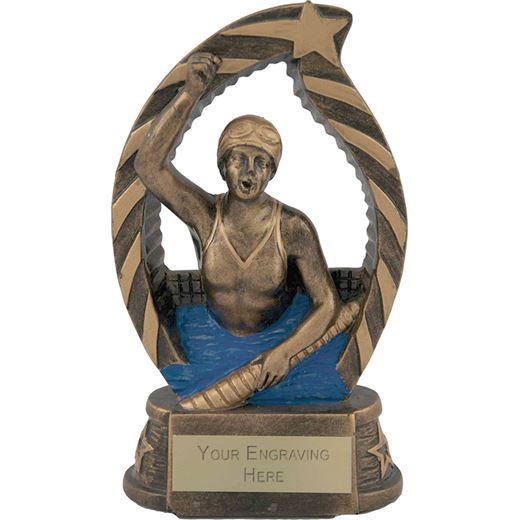 Antique Gold Star Trim Female Swimmer Trophy 14cm (5.5")