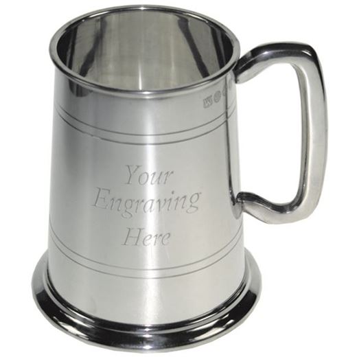 1pt Double Lined Sheffield Pewter Tankard 12.5cm (5")