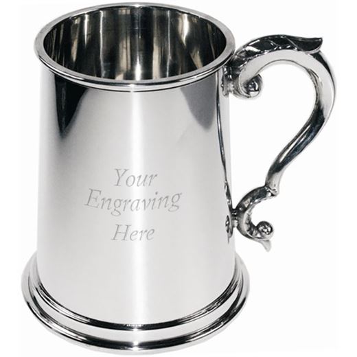 1pt Plain Sheffield Pewter Tankard with Scroll Handle 12.5cm (5")
