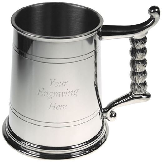 1pt Sheffield Pewter Tankard with Rope Handle 11.5cm (4.5")