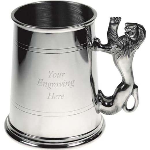 1pt Sheffield Pewter Tankard with Lion Handle 11.5cm (4.5")