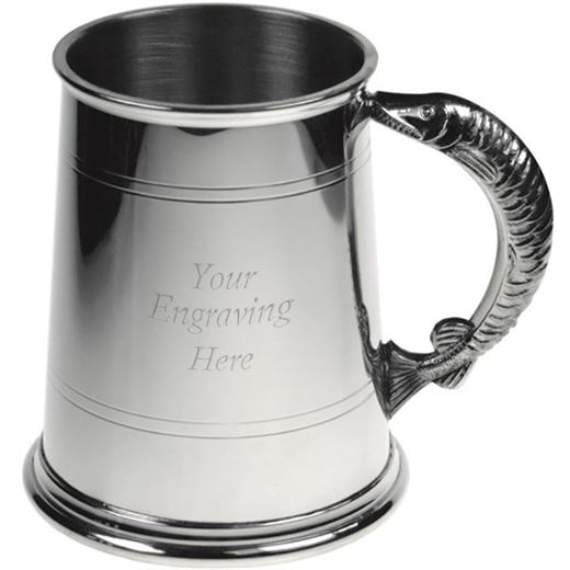 1pt Sheffield Pewter Tankard with Fish Handle 11.5cm (4.5")