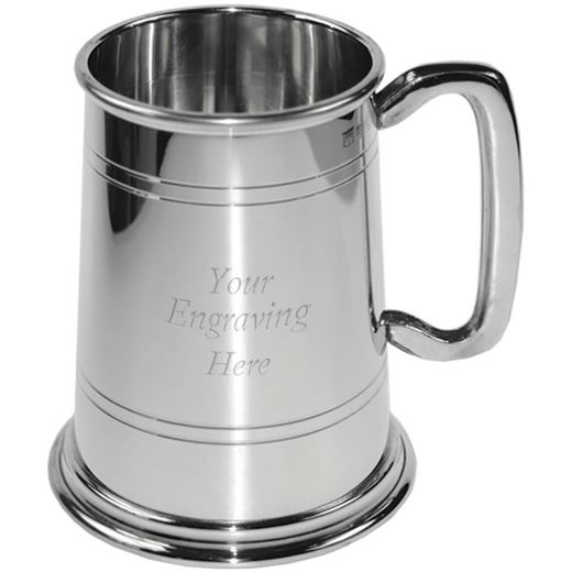 Polished Double Lined 1pt Sheffield Pewter Tankard 12.5cm (5")