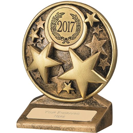 2017 Round Gold Resin Multi Star Trophy 9cm (3.5")