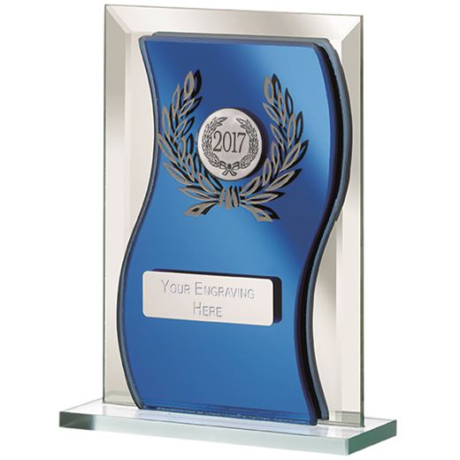 2017 Blue Mirrored Glass Plaque Award 16.5cm (6.5")