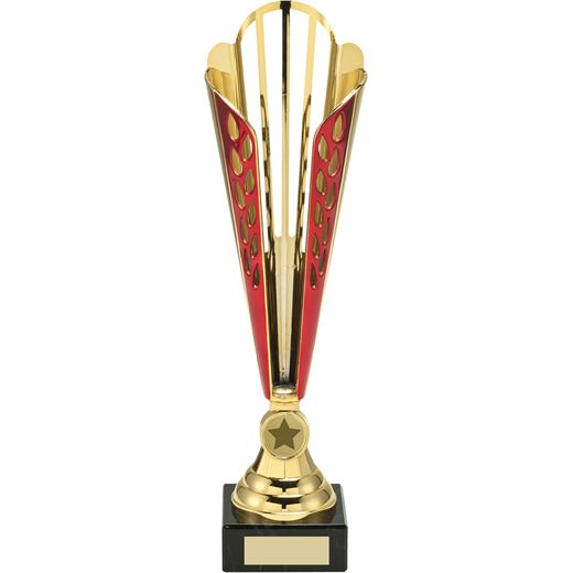 Plastic Cone Trophy Cup On Marble Base Red & Gold 35.5cm (14")