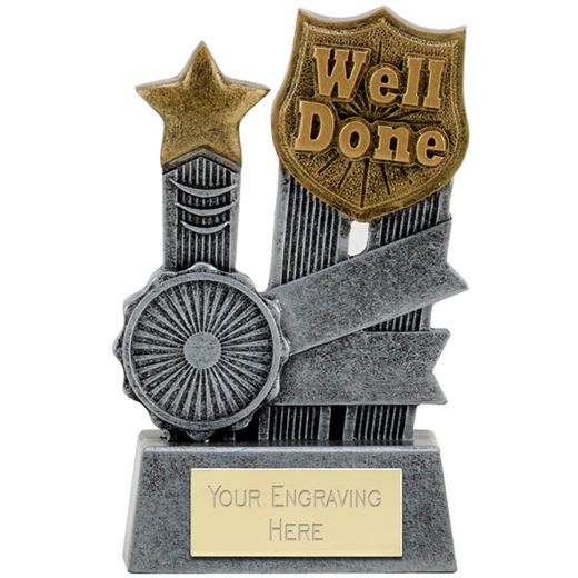 Ribbon Well Done Trophy 9.5cm (3.75")