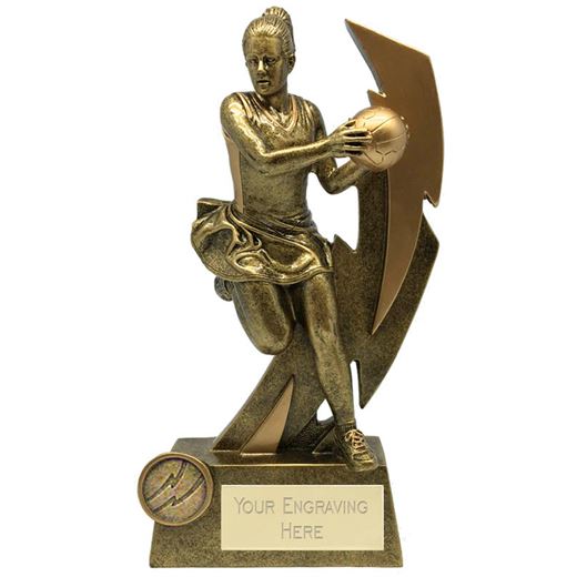 Gold Flash Female Netball Trophy 18cm (7")