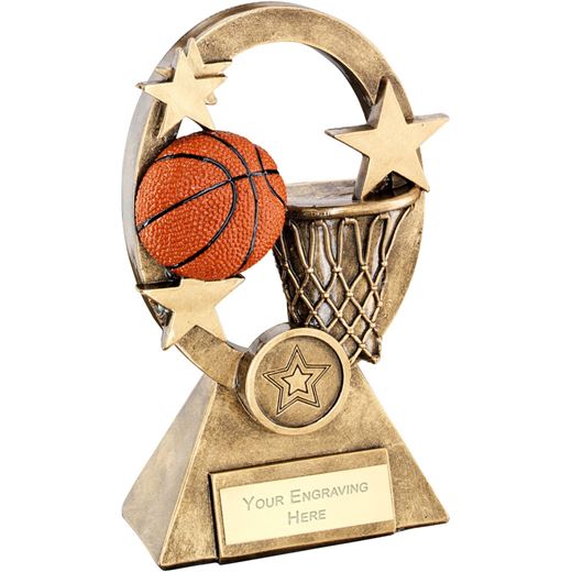 Orange Basketball Oval Stars Series Trophy 16cm (6.25")