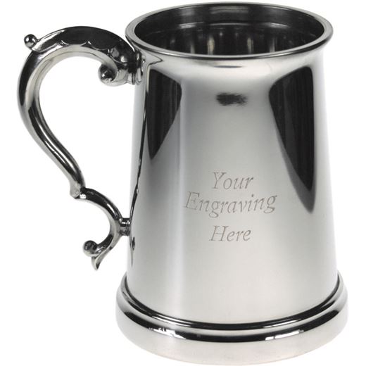 Gloucester Style Polished 1pt Sheffield Pewter Tankard 13cm (5.25")