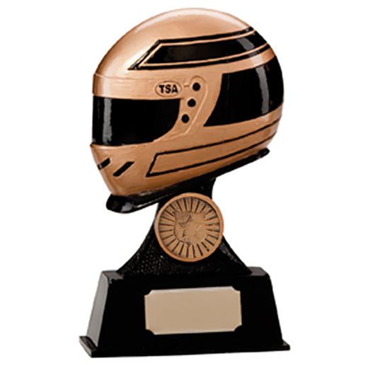 Gold & Black Resin Motorsport Helmet Trophy 15.5cm (6")