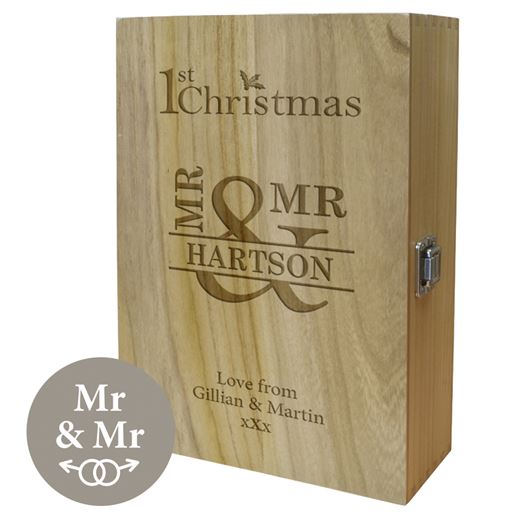 Mr & Mr 1st Christmas Double Wine Box 35cm (13.75")