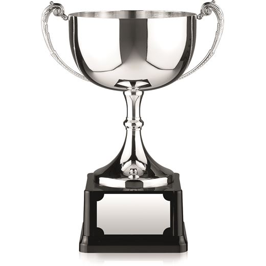 Nickel Plated Large Bowl Cast Cup on Black Base 18.5cm (7.25")