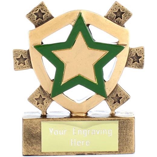 Green Star Mini Shield Trophy 8cm (3.25")