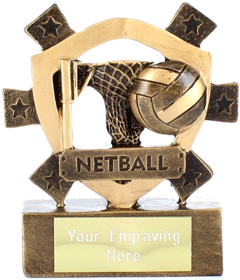 Free Engraving Netball Mini Shield Trophy 3 1/8" 