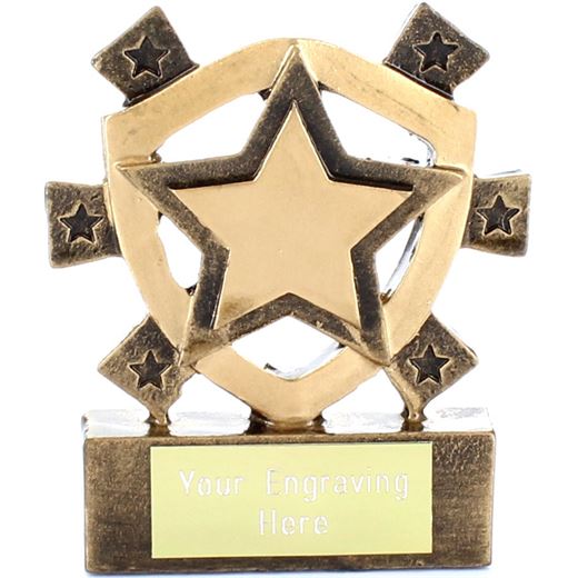 Gold Star Mini Shield Award 8cm (3.25")